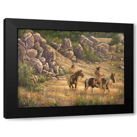 Warriors Through The Pass Black Modern Wood Framed Art Print with Double Matting by Langton, Bruce