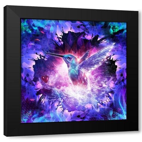 Hummingbird Love Black Modern Wood Framed Art Print by Gray, Cameron