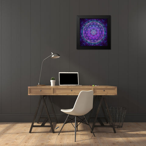 Flower Of Life Black Modern Wood Framed Art Print by Gray, Cameron