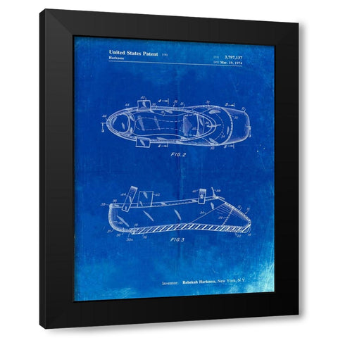 PP267-Faded Blueprint Ballet Slipper Patent Poster Black Modern Wood Framed Art Print with Double Matting by Borders, Cole