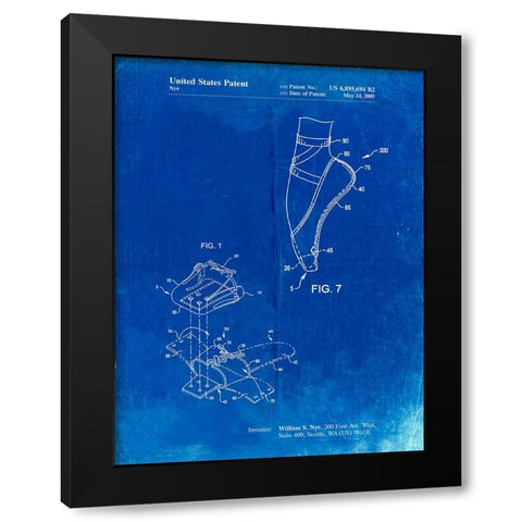 PP268-Faded Blueprint Ballet Shoe Patent Poster Black Modern Wood Framed Art Print by Borders, Cole