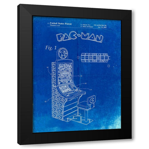 PP282-Faded Blueprint Fender Pedal Steel Guitar Patent Poster Black Modern Wood Framed Art Print by Borders, Cole
