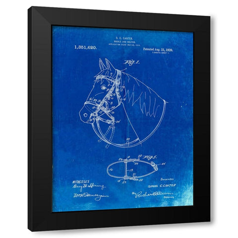 PP338-Faded Blueprint Bridle and Halter Patent Poster Black Modern Wood Framed Art Print with Double Matting by Borders, Cole