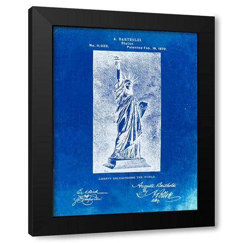 PP474-Faded Blueprint Statue Of Liberty Poster Black Modern Wood Framed Art Print by Borders, Cole