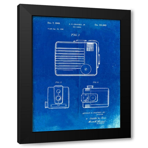 PP606-Faded Blueprint Kodak Brownie Hawkeye Patent Poster Black Modern Wood Framed Art Print with Double Matting by Borders, Cole
