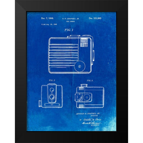 PP606-Faded Blueprint Kodak Brownie Hawkeye Patent Poster Black Modern Wood Framed Art Print by Borders, Cole