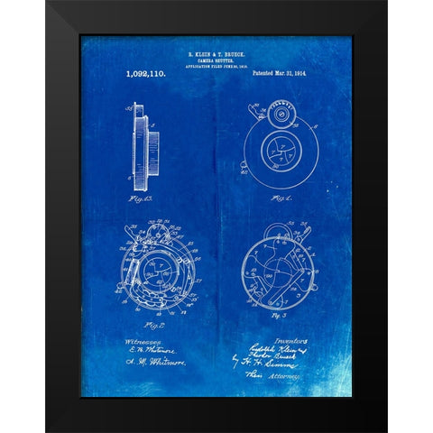 PP720-Faded Blueprint Bausch and Lomb Camera Shutter Patent Poster Black Modern Wood Framed Art Print by Borders, Cole