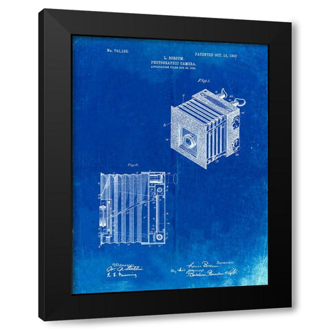 PP753-Faded Blueprint Borsum Camera Co Reflex Camera Patent Poster Black Modern Wood Framed Art Print by Borders, Cole