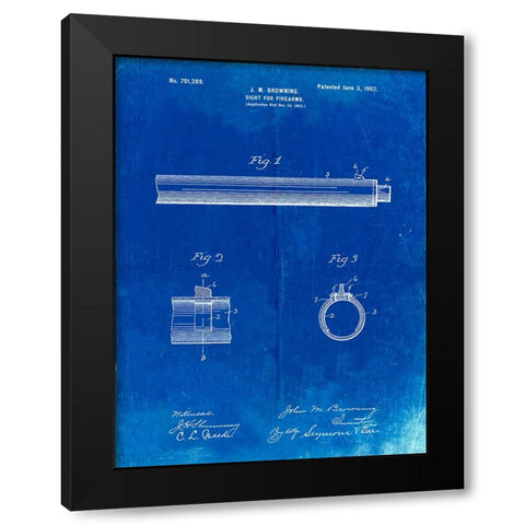 PP756-Faded Blueprint Browning Sight for Firearms Patent Poster Black Modern Wood Framed Art Print by Borders, Cole
