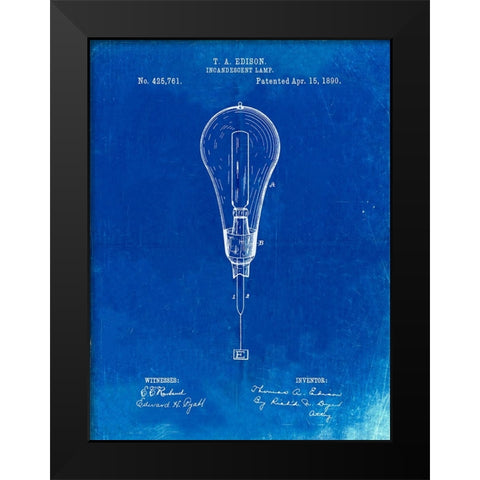 PP797-Faded Blueprint Outboard Motor Patent Art Black Modern Wood Framed Art Print by Borders, Cole