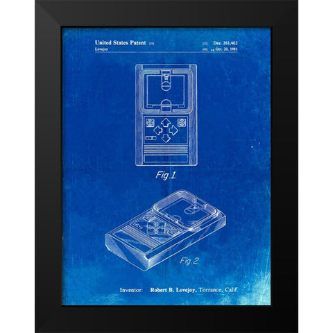 PP950-Faded Blueprint Mattel Electronic Basketball Game Patent Poster Black Modern Wood Framed Art Print by Borders, Cole