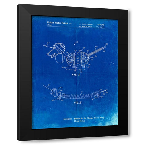 PP1041-Faded Blueprint Slide Rule Patent Poster Black Modern Wood Framed Art Print by Borders, Cole