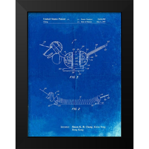 PP1041-Faded Blueprint Slide Rule Patent Poster Black Modern Wood Framed Art Print by Borders, Cole