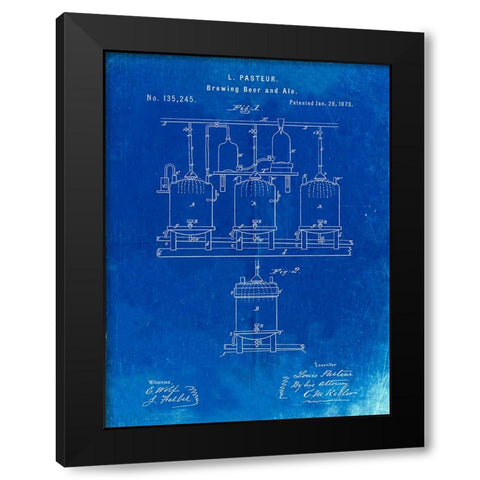 PP80-Faded Blueprint Brewing Beer And Ale Poster Black Modern Wood Framed Art Print by Borders, Cole