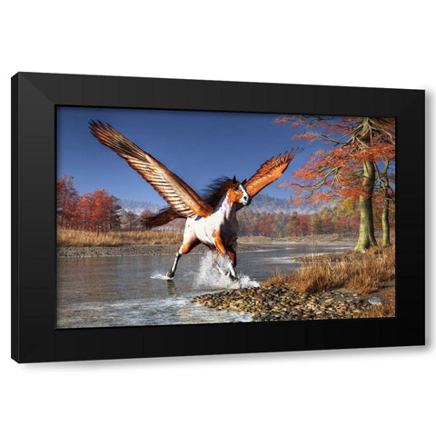 Autumn Pegasus Black Modern Wood Framed Art Print with Double Matting by Eskridge, Daniel