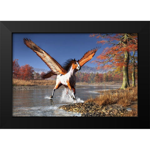 Autumn Pegasus Black Modern Wood Framed Art Print by Eskridge, Daniel