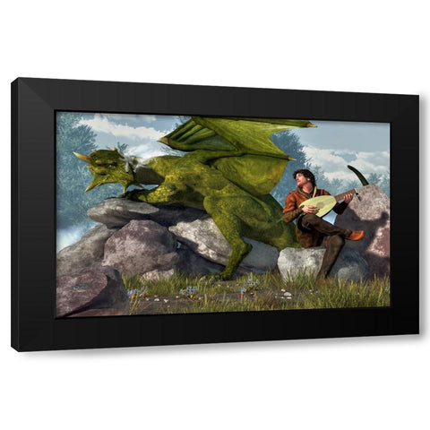 Bard And Dragon Black Modern Wood Framed Art Print by Eskridge, Daniel