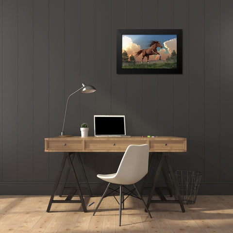 Running Free Black Modern Wood Framed Art Print by Eskridge, Daniel