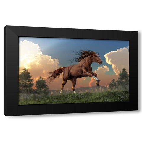 Running Free Black Modern Wood Framed Art Print with Double Matting by Eskridge, Daniel