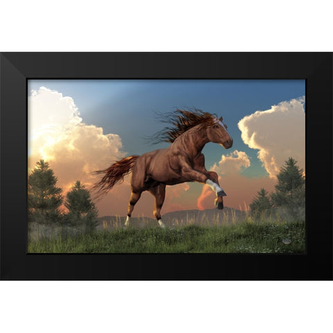 Running Free Black Modern Wood Framed Art Print by Eskridge, Daniel