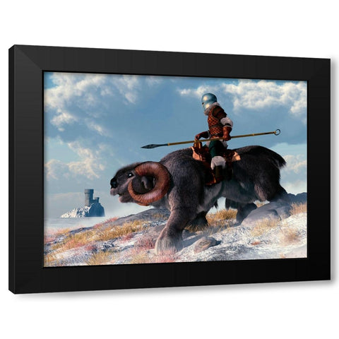 Winter Warrior Black Modern Wood Framed Art Print with Double Matting by Eskridge, Daniel