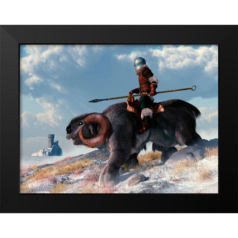 Winter Warrior Black Modern Wood Framed Art Print by Eskridge, Daniel