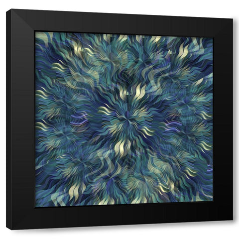 Sea Floral Radial Black Modern Wood Framed Art Print by Manlove, David