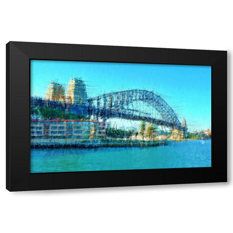 Sydney Harbour Bridge Black Modern Wood Framed Art Print with Double Matting by Manlove, David