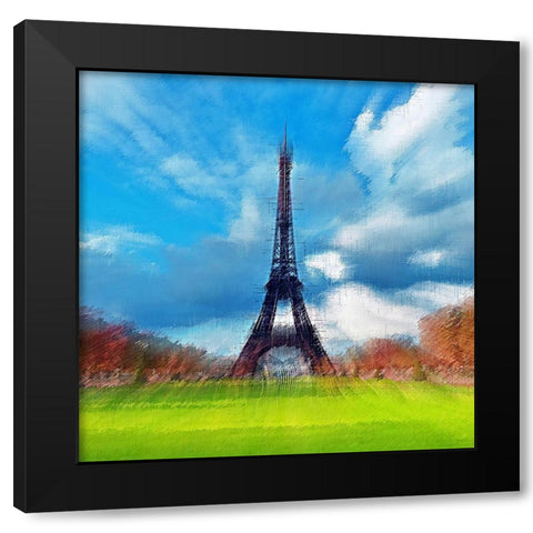 Eiffle Tower Black Modern Wood Framed Art Print with Double Matting by Manlove, David
