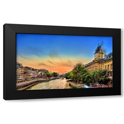 River Seine A Black Modern Wood Framed Art Print with Double Matting by Manlove, David