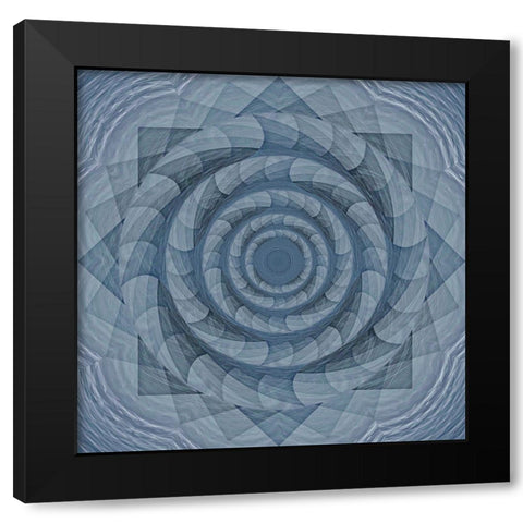 Teal Diamond Rotor Black Modern Wood Framed Art Print with Double Matting by Manlove, David