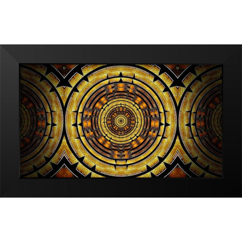 Aztec Gold-side Black Modern Wood Framed Art Print by Manlove, David