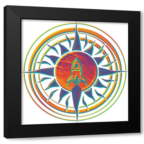 Tempered Rocket Sun 2 Black Modern Wood Framed Art Print with Double Matting by Manlove, David