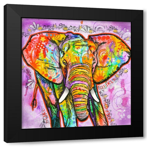 Elephant Black Modern Wood Framed Art Print with Double Matting by Dean Russo Collection
