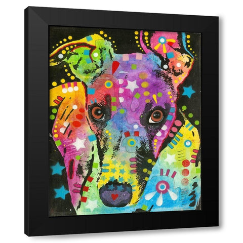 Curious Greyhound Black Modern Wood Framed Art Print by Dean Russo Collection