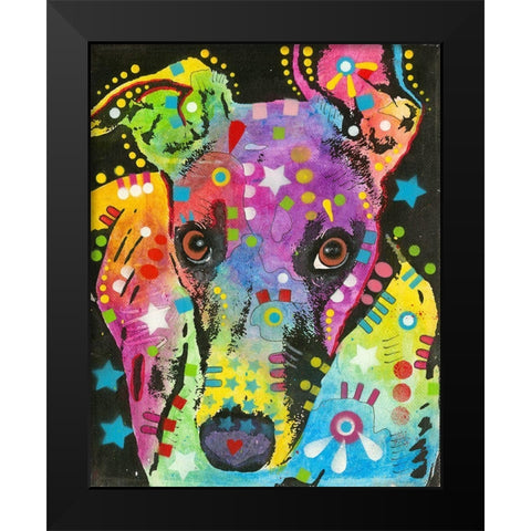 Curious Greyhound Black Modern Wood Framed Art Print by Dean Russo Collection