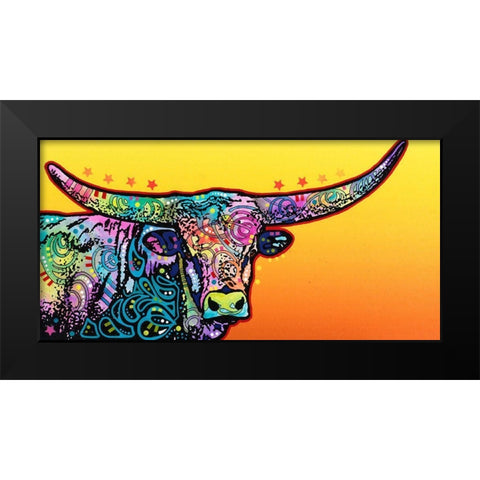 Longhorn Black Modern Wood Framed Art Print by Dean Russo Collection