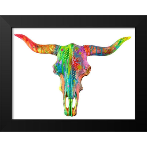 Longhorn Black Modern Wood Framed Art Print by Dean Russo Collection
