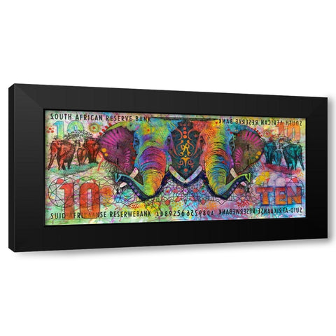 Elephants Black Modern Wood Framed Art Print with Double Matting by Dean Russo Collection