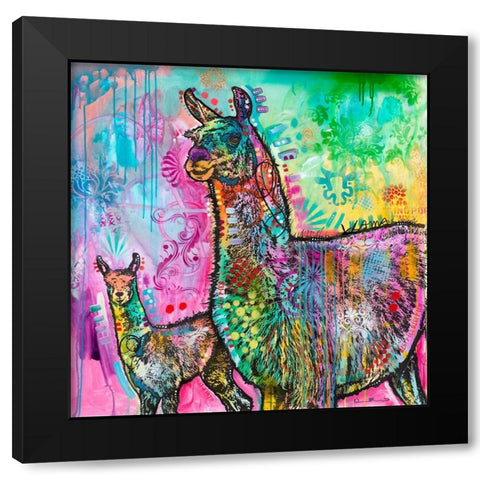 Psychedelic Llama Black Modern Wood Framed Art Print with Double Matting by Dean Russo Collection