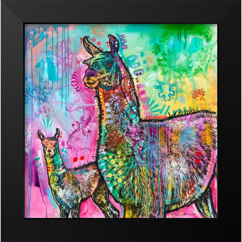 Psychedelic Llama Black Modern Wood Framed Art Print by Dean Russo Collection