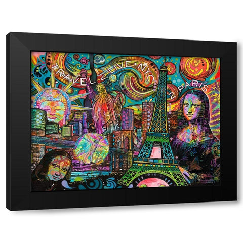 Iconic Travel Black Modern Wood Framed Art Print by Dean Russo Collection