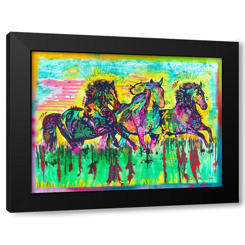 Three Horses Black Modern Wood Framed Art Print with Double Matting by Dean Russo Collection