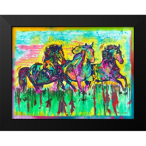 Three Horses Black Modern Wood Framed Art Print by Dean Russo Collection