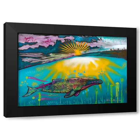 Save our Seas Black Modern Wood Framed Art Print with Double Matting by Dean Russo Collection