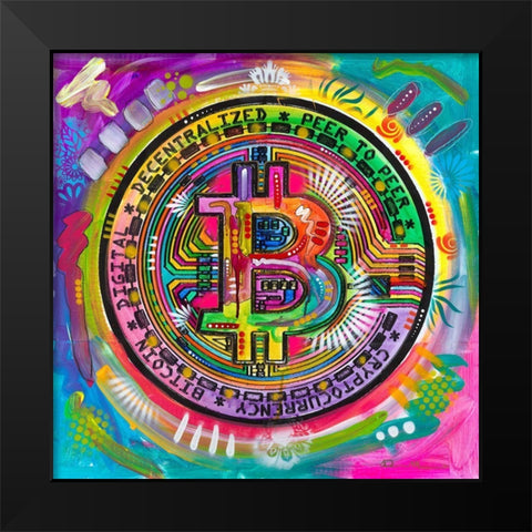 Bitcoin Black Modern Wood Framed Art Print by Dean Russo Collection