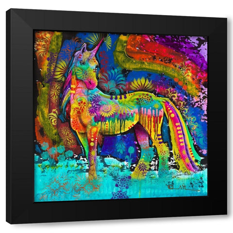 Oddesy Unicorn Black Modern Wood Framed Art Print with Double Matting by Dean Russo Collection