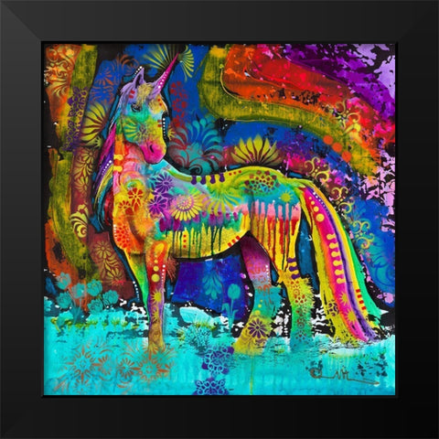 Oddesy Unicorn Black Modern Wood Framed Art Print by Dean Russo Collection