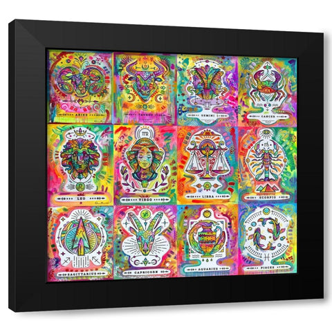 Zodiac Calendar Black Modern Wood Framed Art Print by Dean Russo Collection