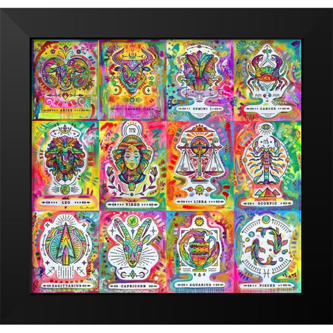 Zodiac Calendar Black Modern Wood Framed Art Print by Dean Russo Collection